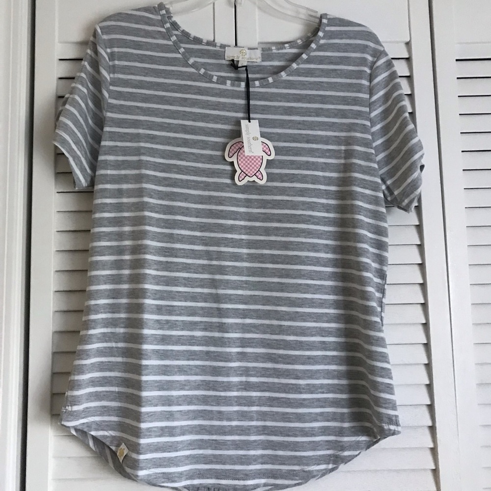 Simply Southern Cold Shoulder Striped Top